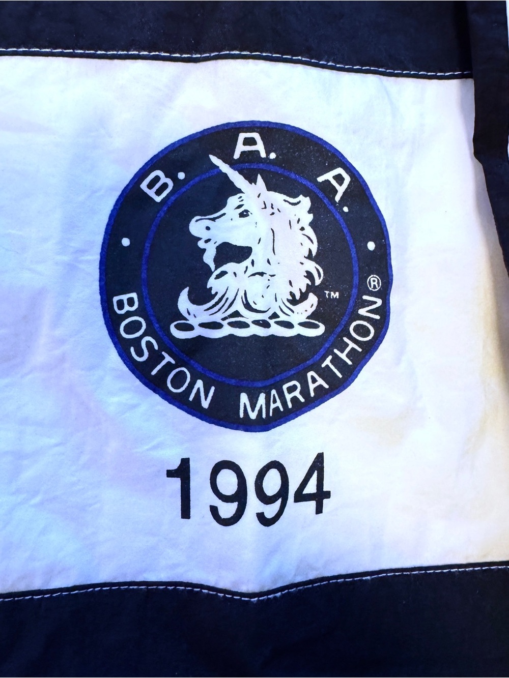 Vintage 1994 BOSTON MARATHON adidas (XL) Running Jacket-Black&White-NEW W/ TAGS - Picture 6 of 9